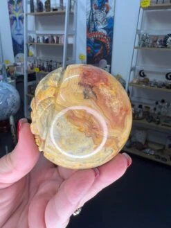 Crazy Lace Agate Indian Carved Sphere On Stand -Home Decor Store 00738F99 B739 4451 8BF5 94B28AA88086