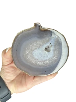 Agate Slab With Sparkling Druzy On Stand