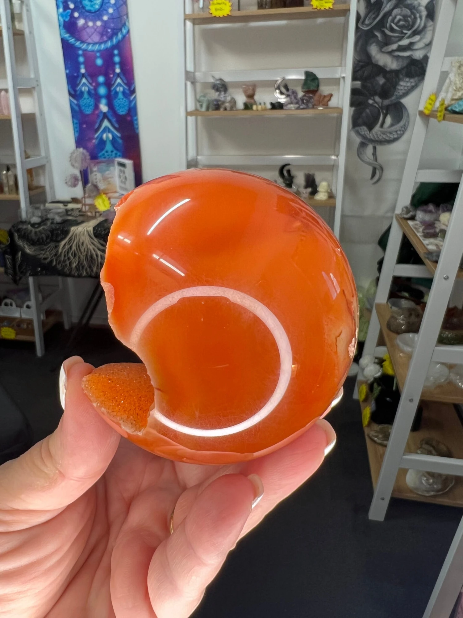 Geode Carnelian Sphere With Stand 5 Geode Carnelian Sphere With Stand - Image 3