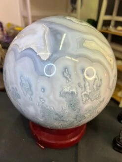 Huge Blue Moss Agate Sphere With Rotating Stand -Home Decor Store 13161909 A899 4458 88E1 B765C3225250