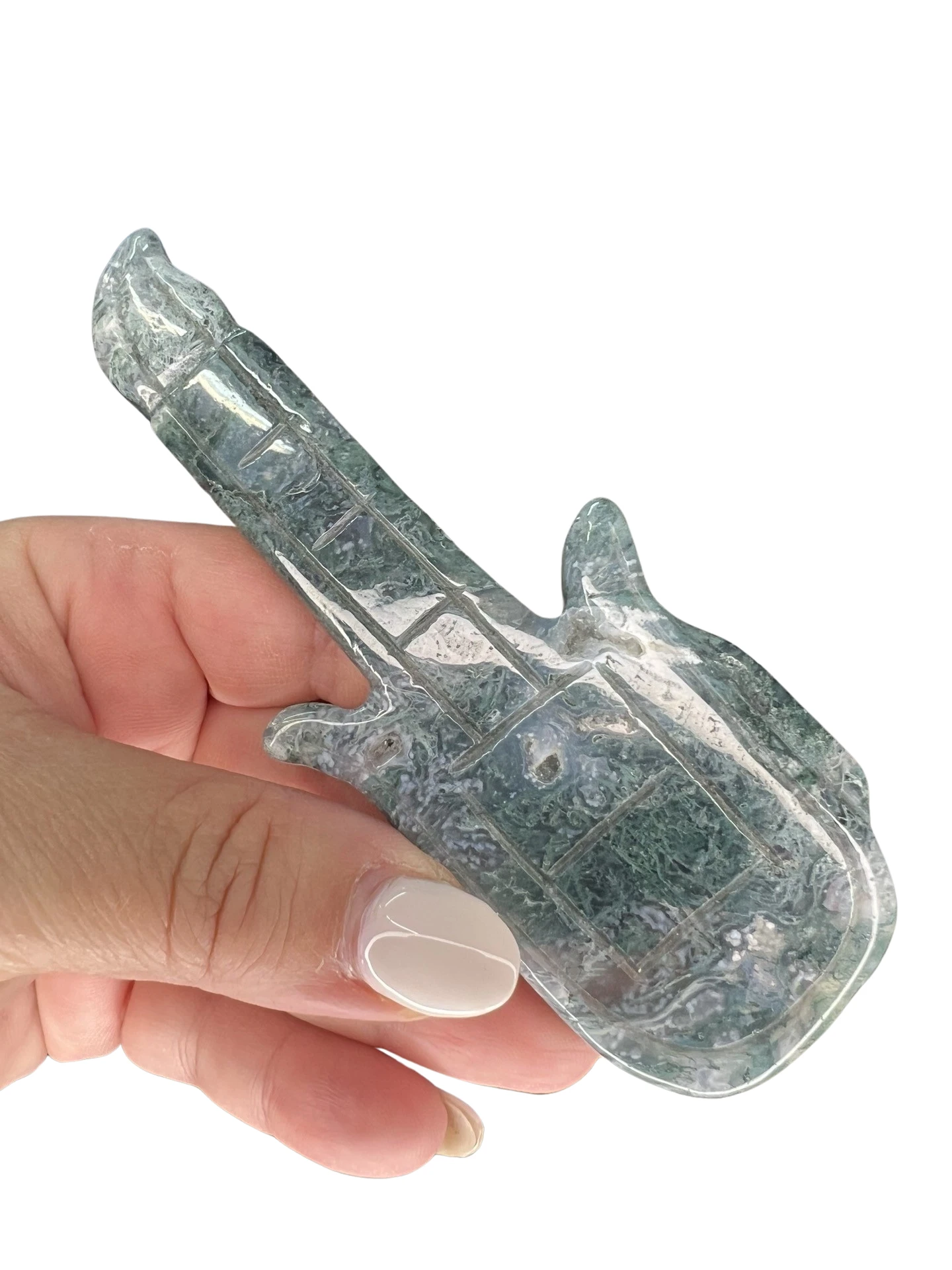 Moss Agate Guitar Carving 3 Moss Agate Guitar Carving