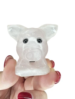 Rose Quartz Pig Carving