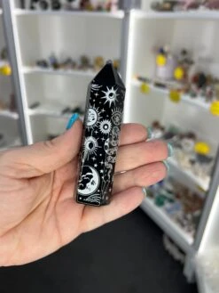 Black Obsidian With Silver Pattern Tower -Home Decor Store 4ED43025 0D25 4EF0 B45A 4FBDEA42962D