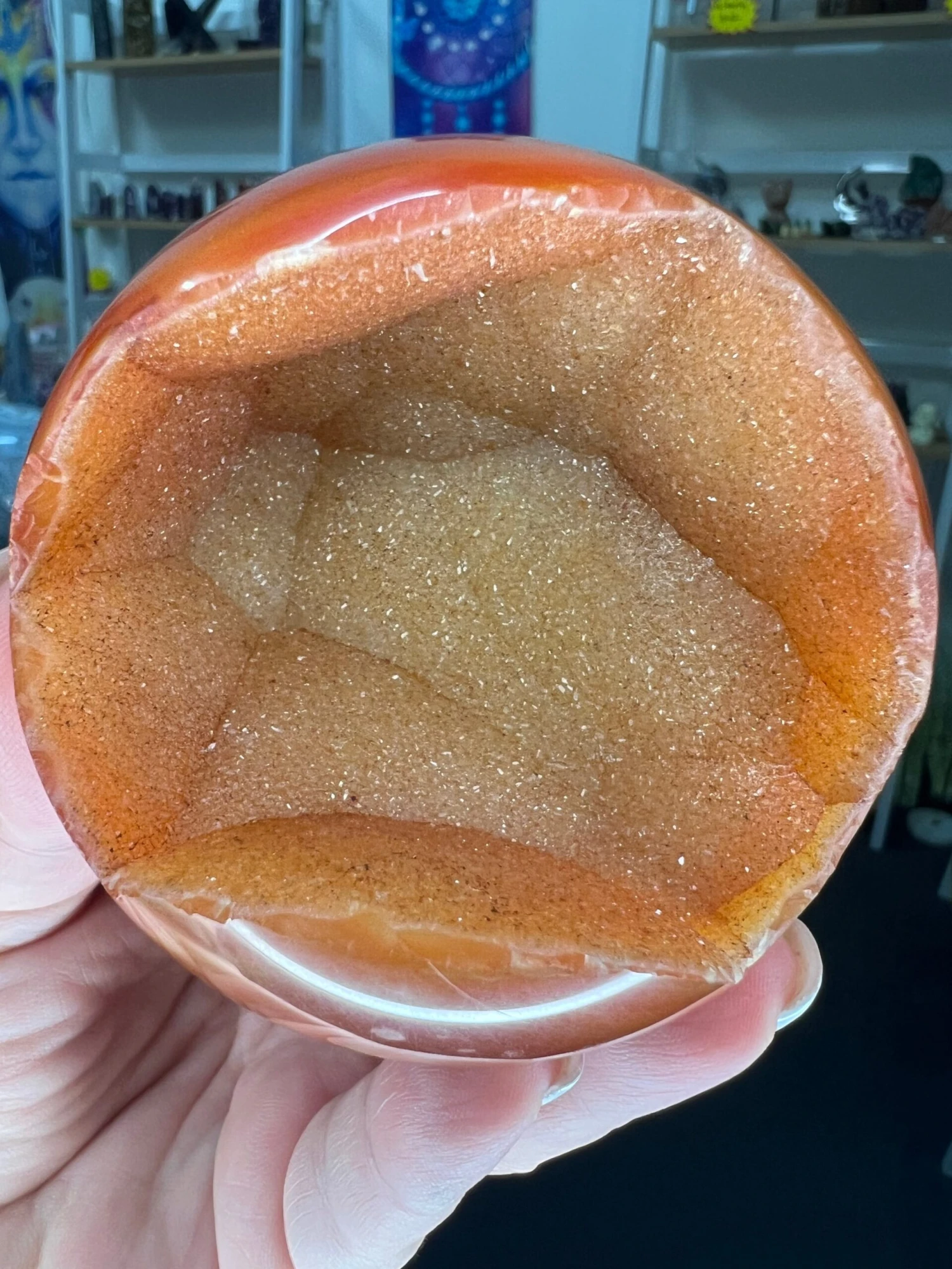 Geode Carnelian Sphere With Stand 4 Geode Carnelian Sphere With Stand - Image 2