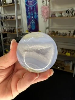 Druzy Blue Lace Agate Sphere With Stand