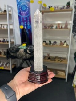 Clear Quartz Tower With Wooden Stand -Home Decor Store 650CB52D A019 4CD0 BEB5 2855F06F1C10