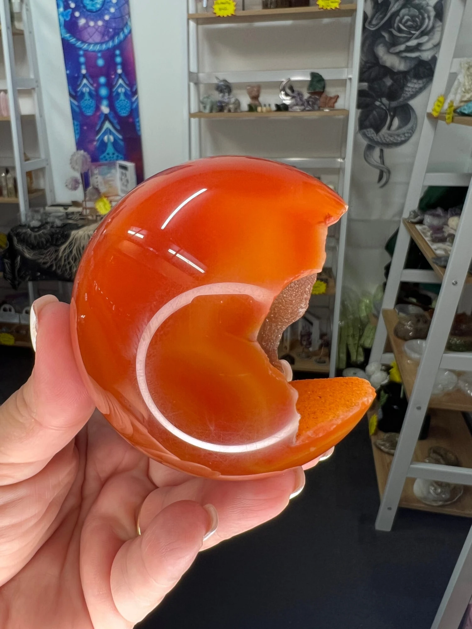 Geode Carnelian Sphere With Stand 7 Geode Carnelian Sphere With Stand - Image 5