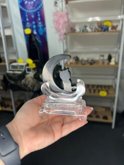 Black Obsidian Cat On Moon With Stand -Home Decor Store 82BA6100 EA2B 4FFA 8321 B5883416A1D3