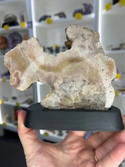 Pink Amethyst On Wooden Base