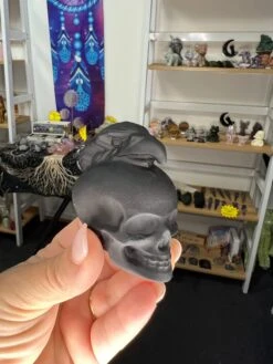 Black Obsidian Skull With Eagle