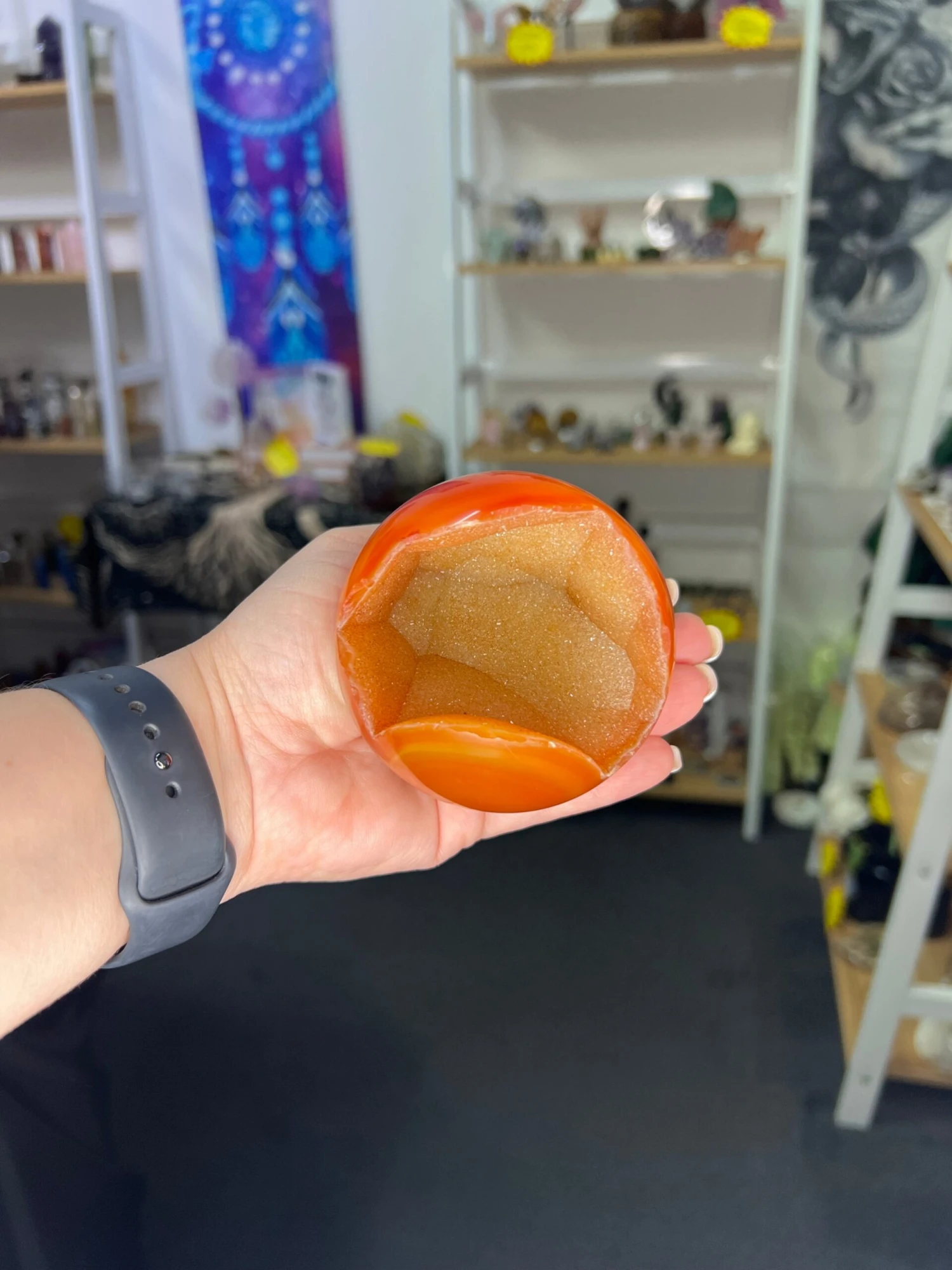 Geode Carnelian Sphere With Stand 8 Geode Carnelian Sphere With Stand - Image 6