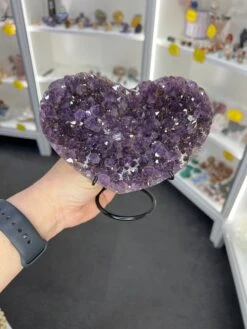 Amethyst Cluster Heart On Stand -Home Decor Store B245D6E6 50F1 448C 8123 7F9F6C0A3A42