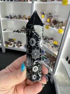 Black Obsidian With Silver Pattern Tower -Home Decor Store B541F360 F962 4FA1 BA6E D2BF79E60EA5