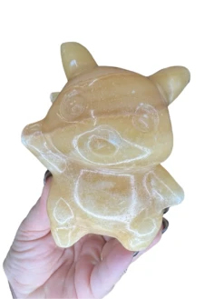Honey Calcite Pikachu Carving