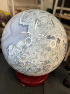 Huge Blue Moss Agate Sphere With Rotating Stand -Home Decor Store E8CF4E96 BA15 43A0 8F4E F45EBE869911