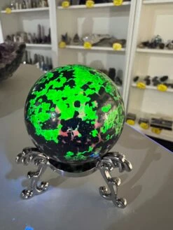 Willemite Sphere On Stand (UV Reactive)