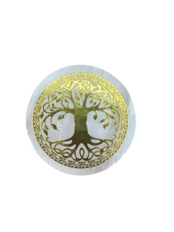 Selenite Disk With Tree Of Life Print